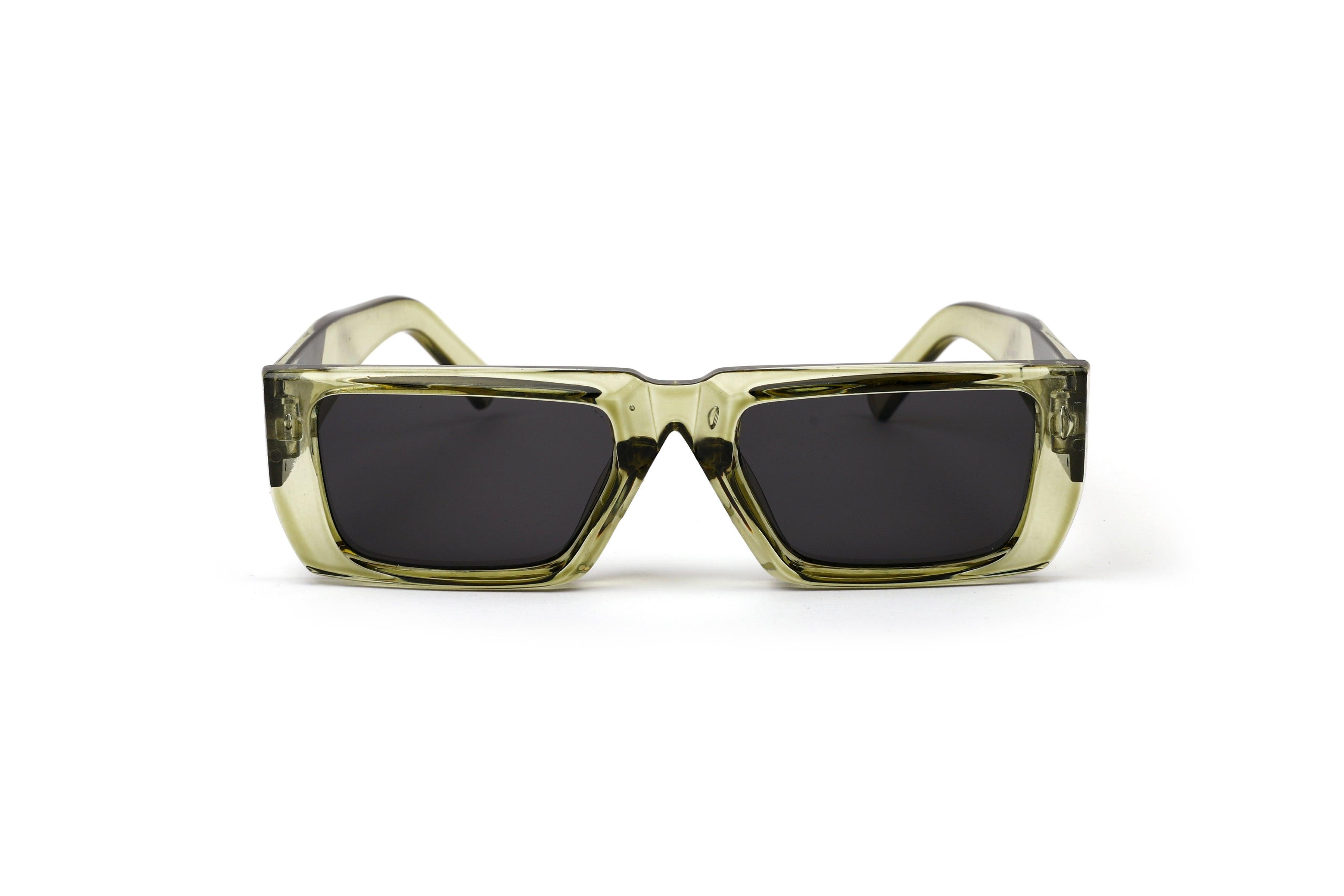 Smoke Olive Green Acetate Square Sunglasses