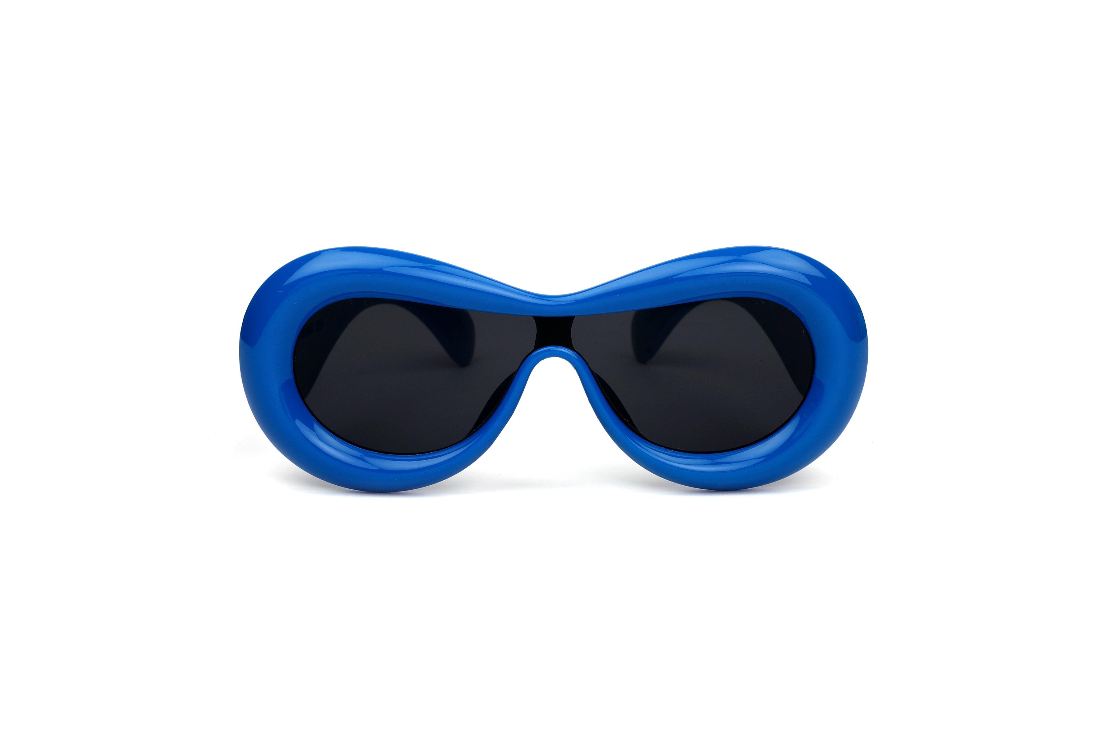 Bubble Uni Sunglasses - Unique Bubble Frame Design in Vibrant Blue with Dark Lens