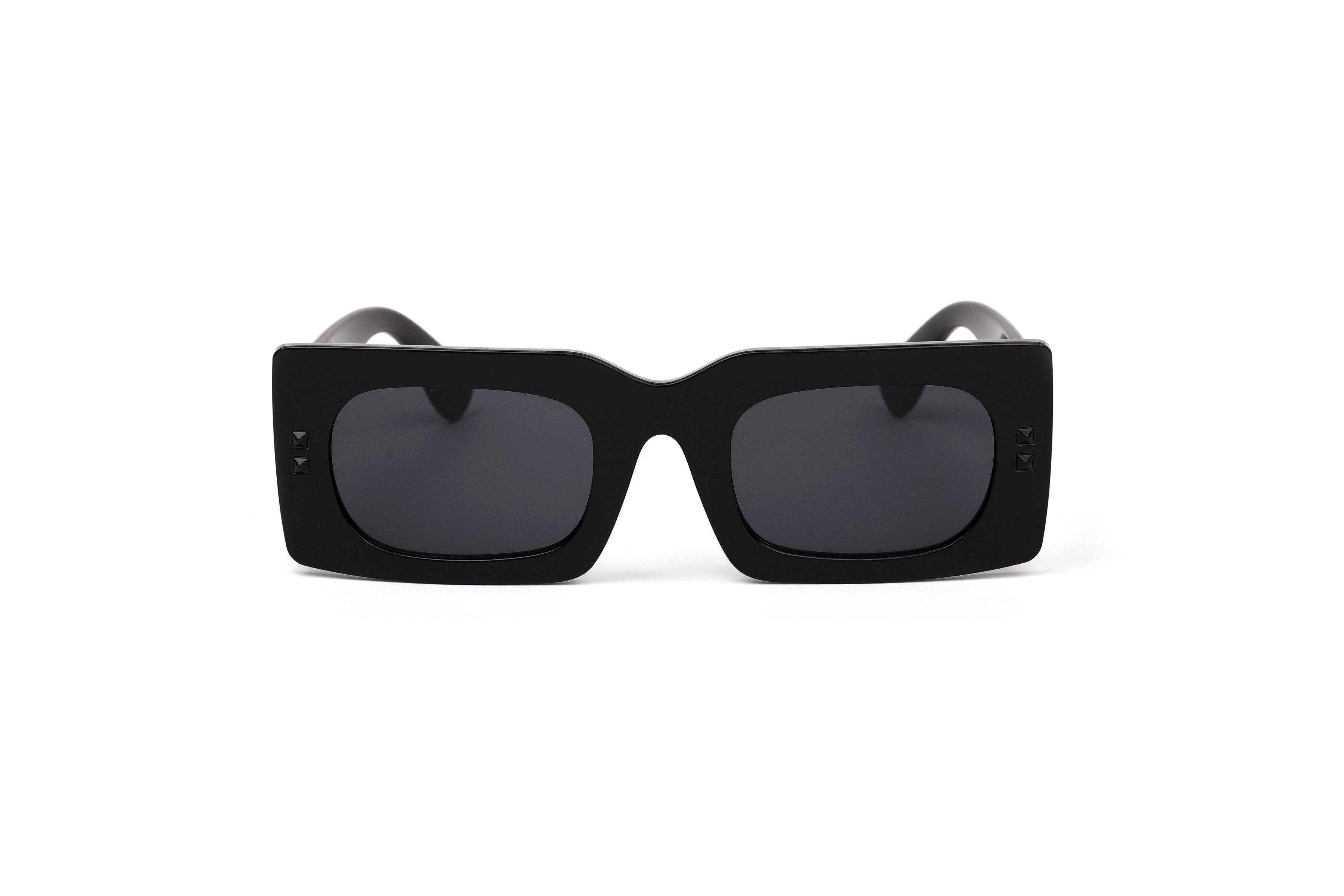 Statement Square Sunglasses with Gold Temple Accent