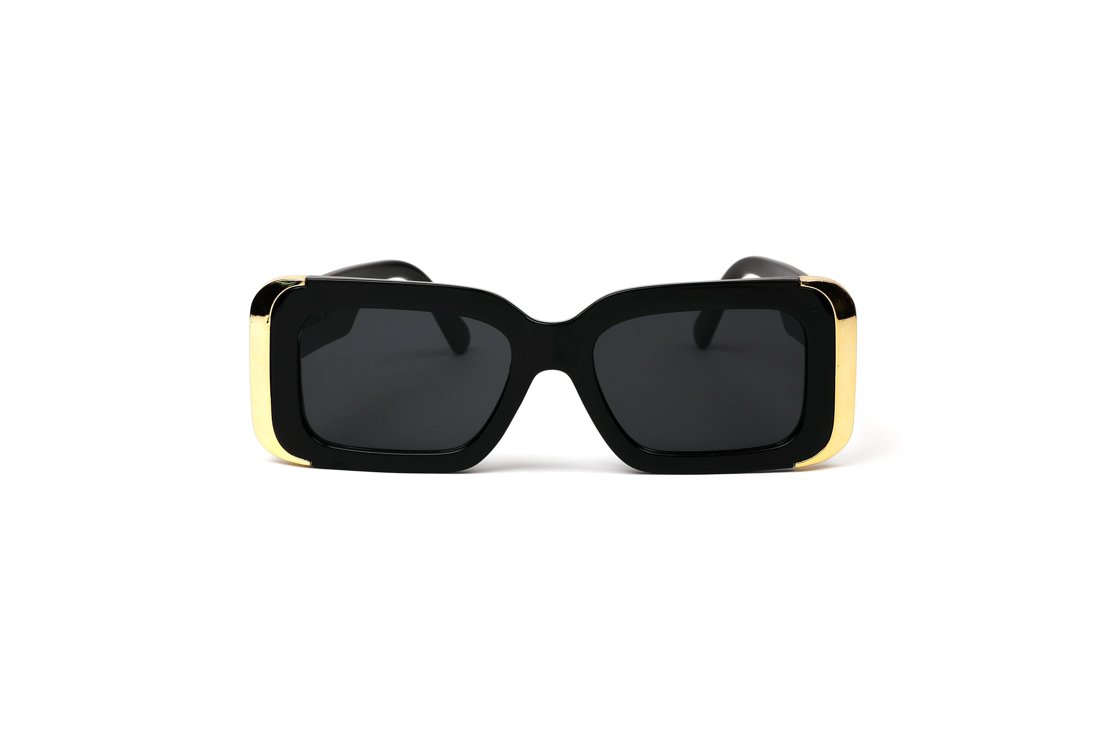 Indulge in Timeless Elegance with Oversized Black and Gold Sunglasses