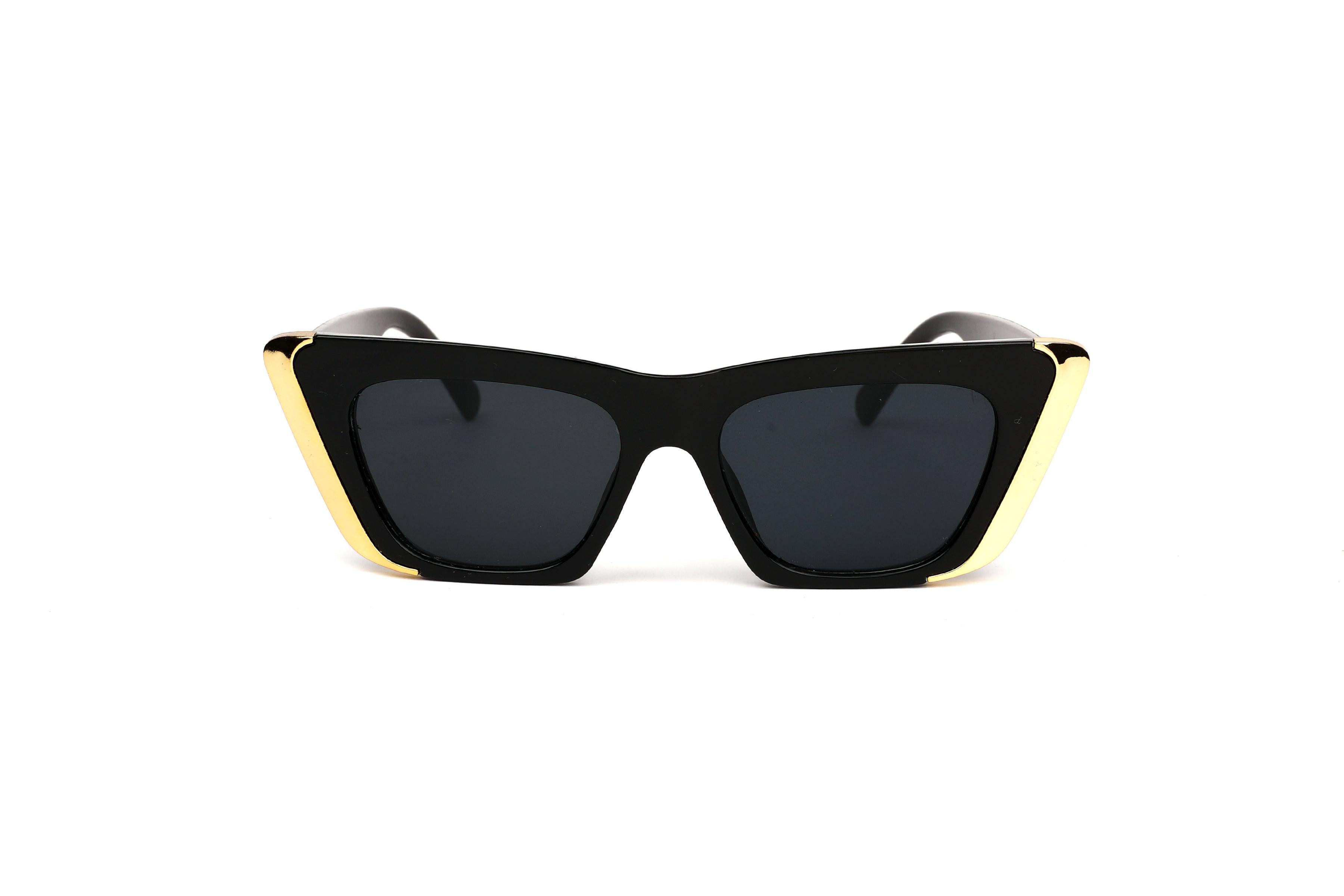Modern Cat-Eye Sunglasses with Gold Accents