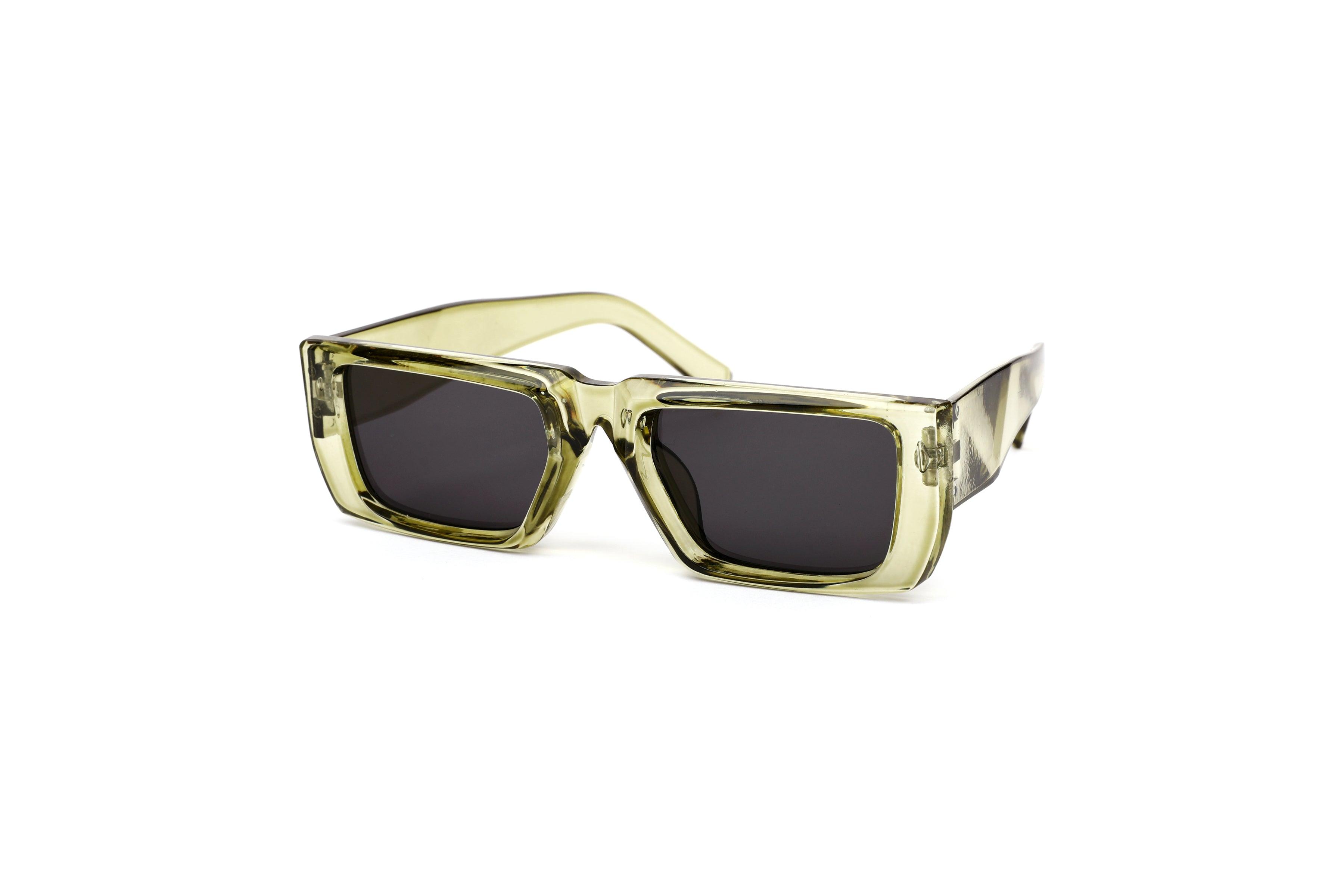 Smoke Olive Green Acetate Square Sunglasses