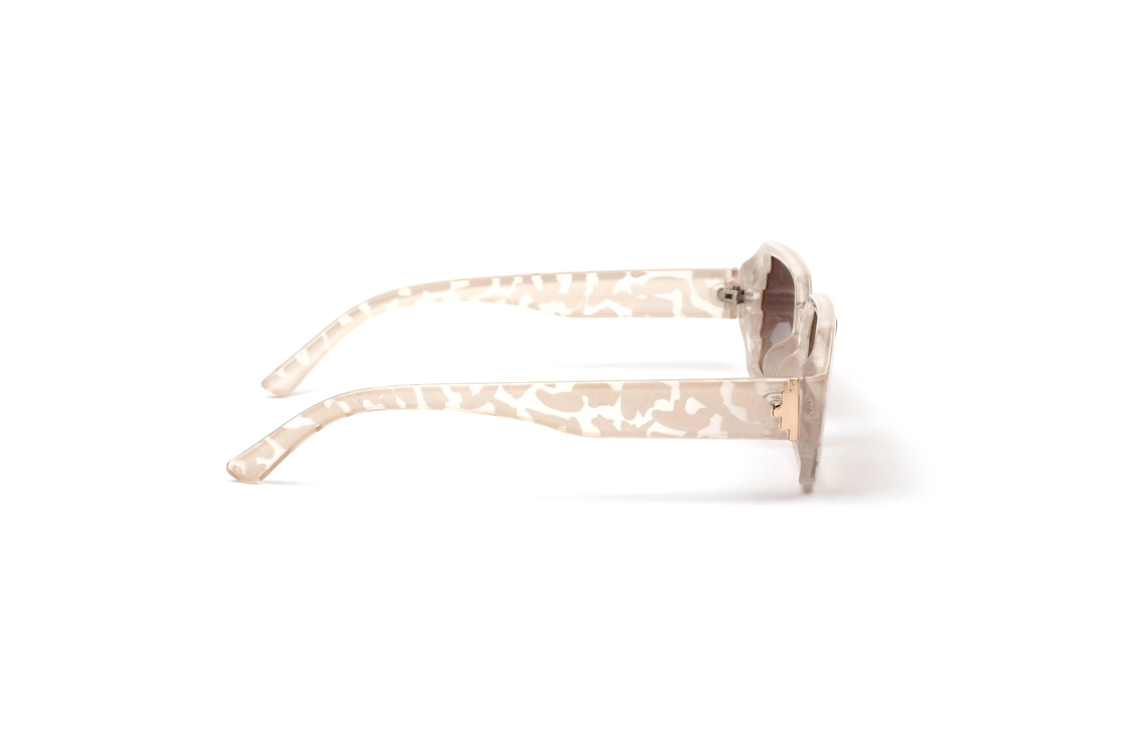 Patterned Beige Hexagonal Sunglasses