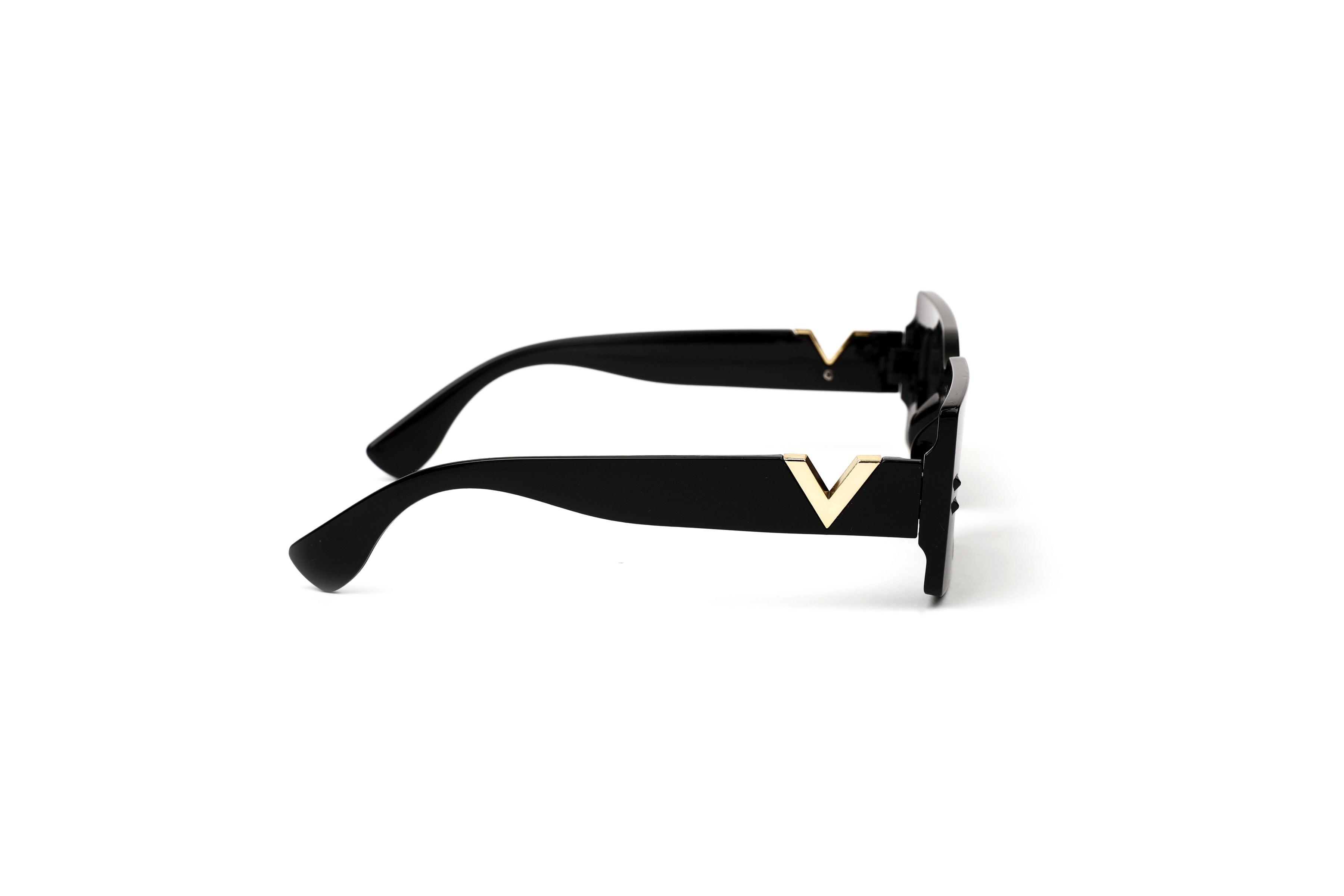 Statement Square Sunglasses with Gold Temple Accent