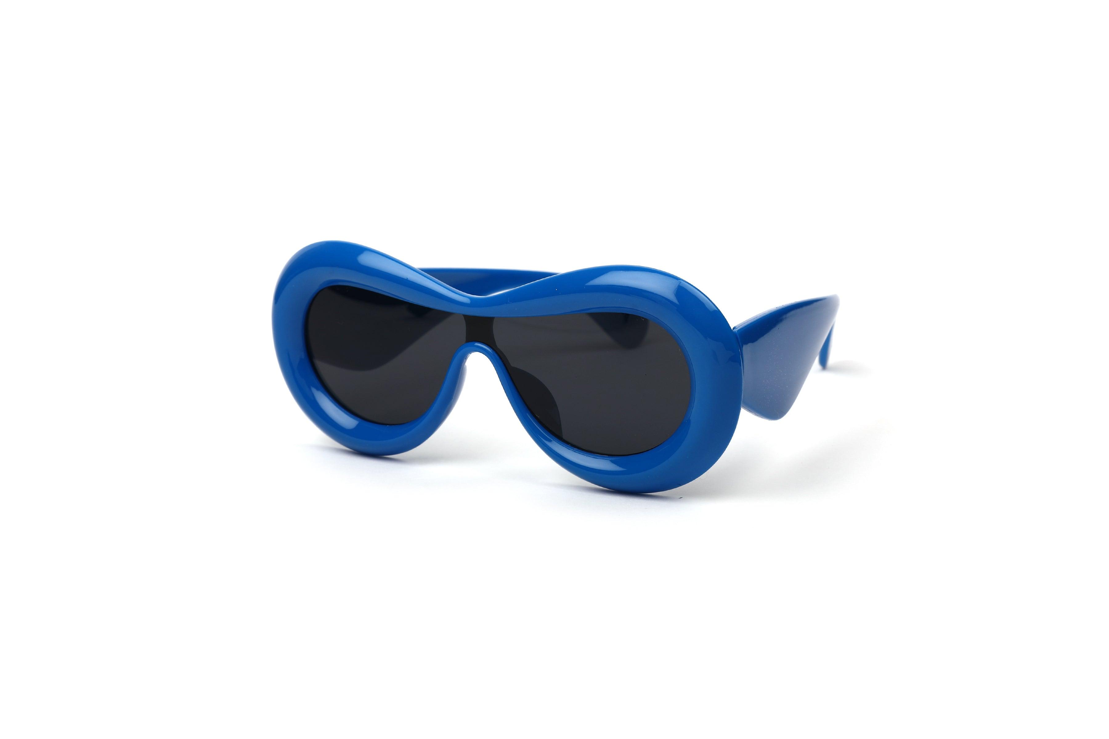 Bubble Uni Sunglasses - Unique Bubble Frame Design in Vibrant Blue with Dark Lens