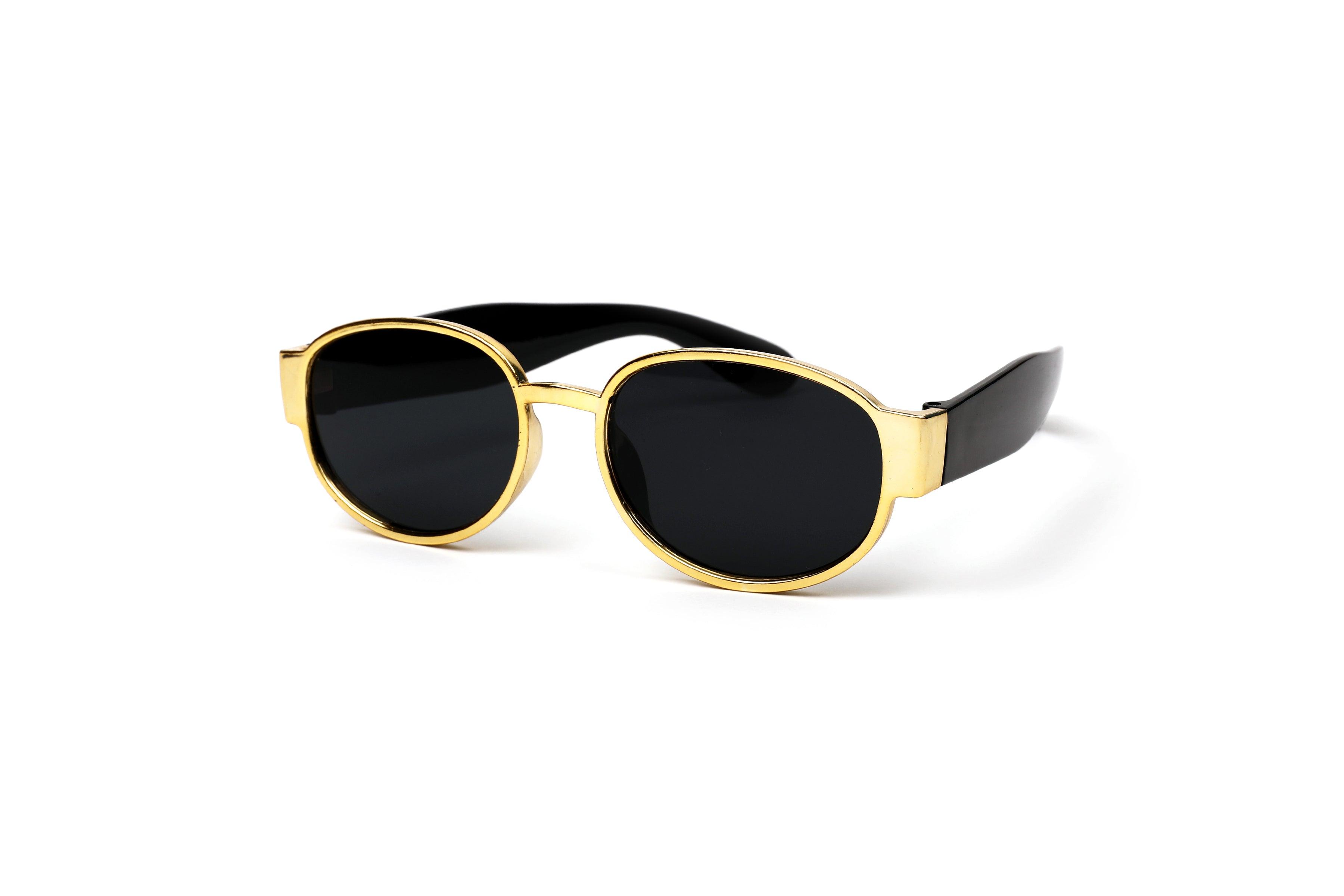 Shining Polycarbonate/Metal Sunglasses: Stylish UV400 Protection Eyewear in Black/Gold