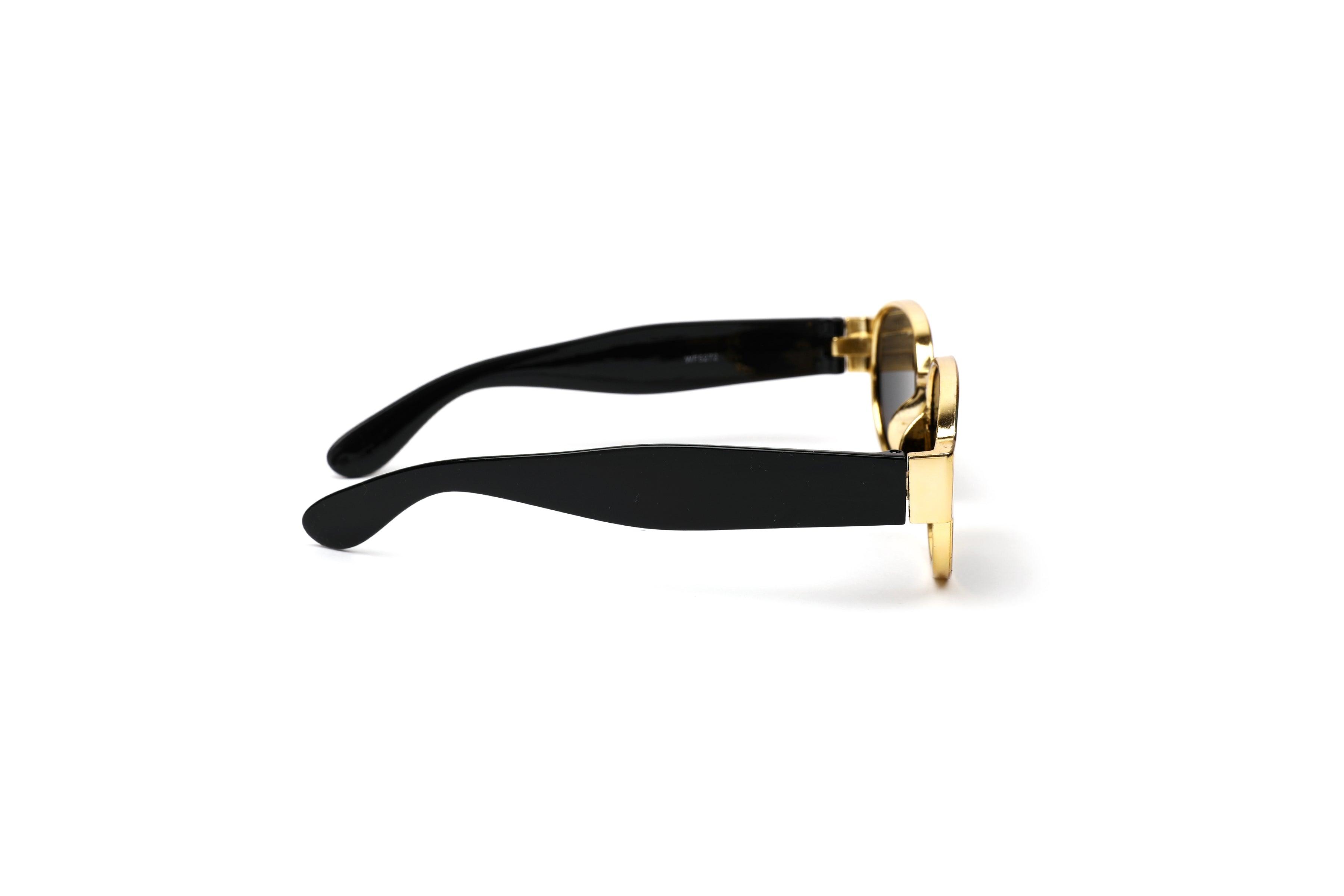 Shining Polycarbonate/Metal Sunglasses: Stylish UV400 Protection Eyewear in Black/Gold
