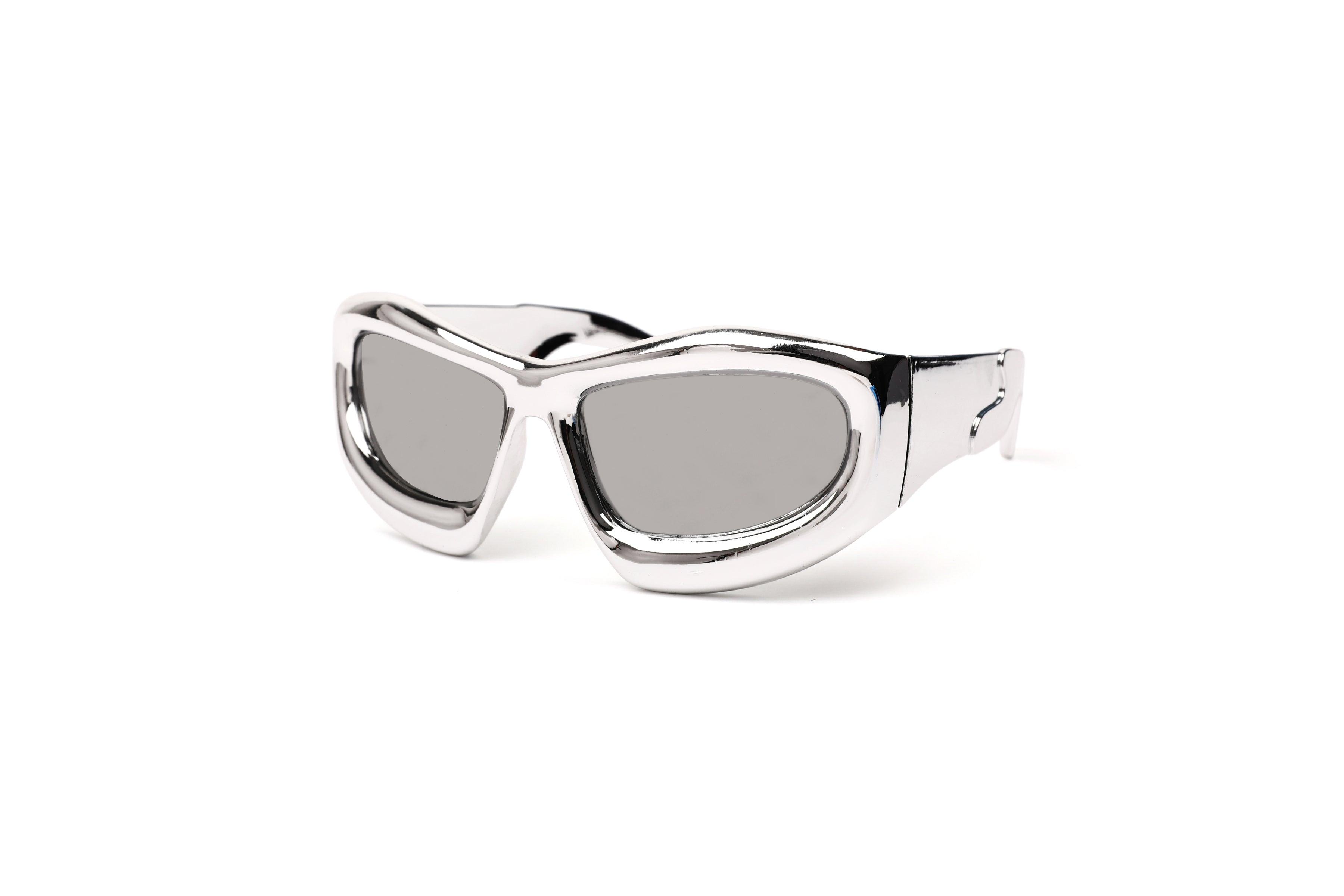 Metallic Sliver Bubble Sunglasses