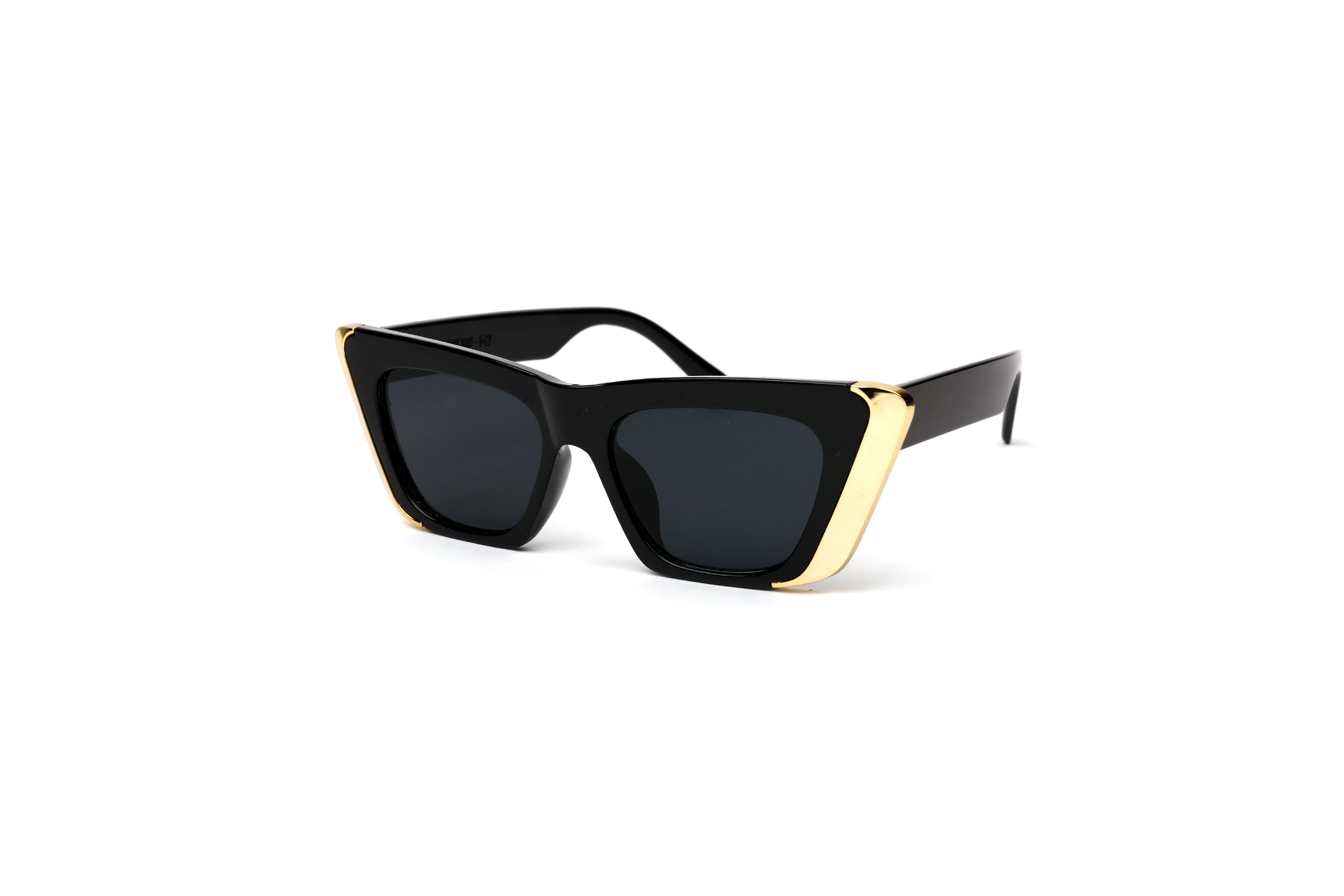 Modern Cat-Eye Sunglasses with Gold Accents