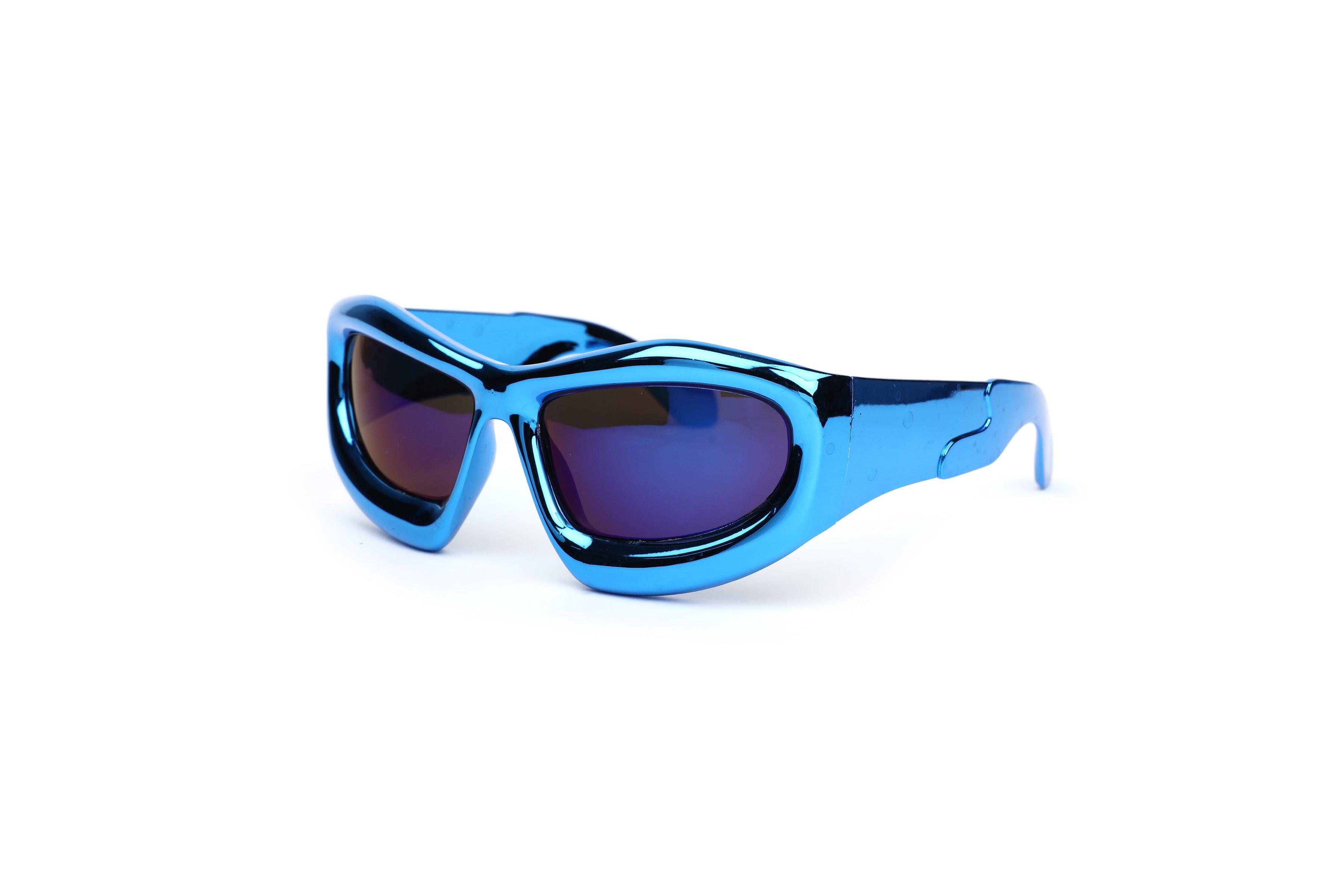 Metallic Blue Bubble Sunglasses