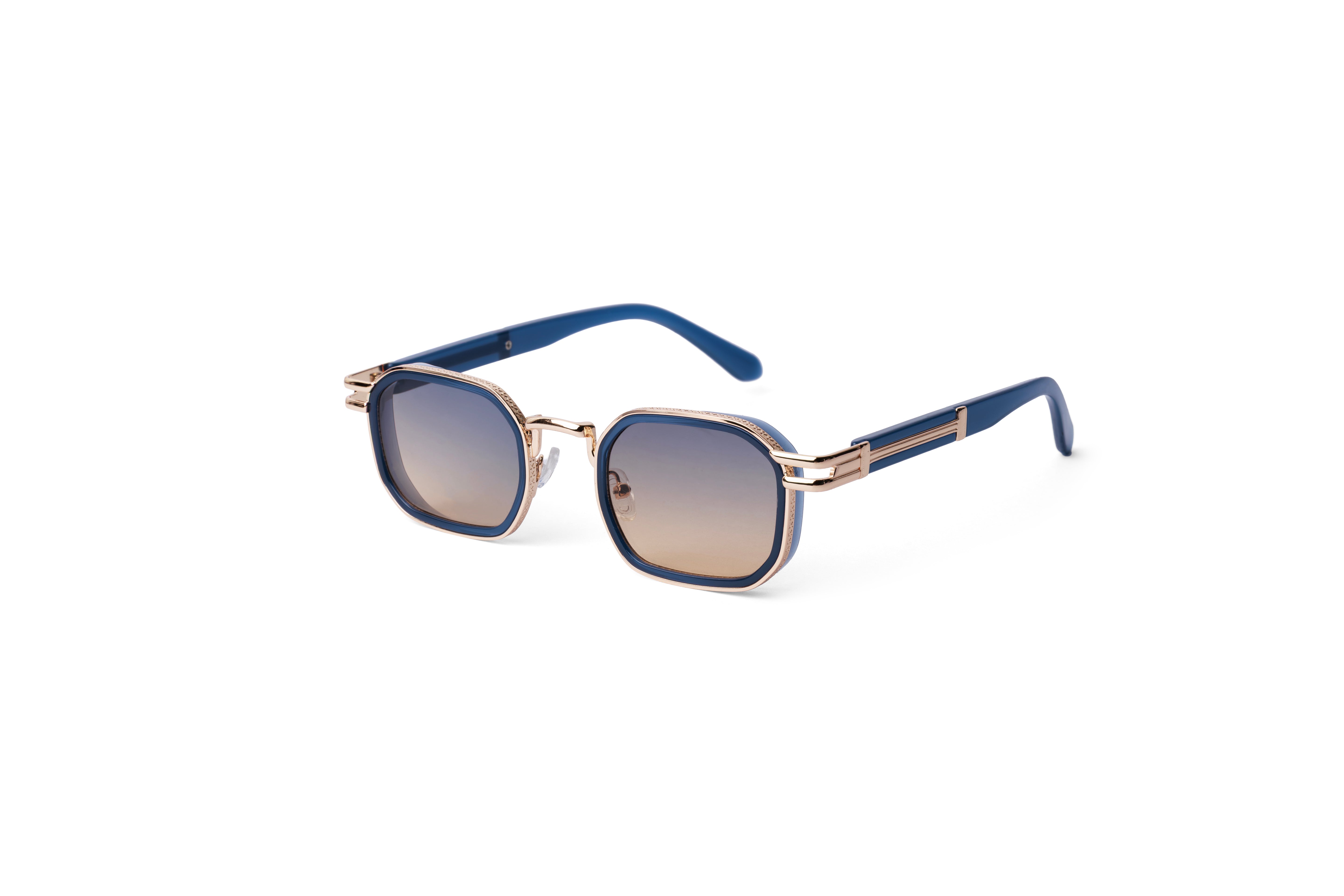 Azure Gold Hexagonal Gradient Shades.